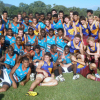 SPORTSMANSHIP: The Cape Crusaders and Cairns Lions teams gather for a photo at the Queensland Country Championships in Rockhampton.