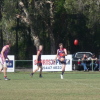 Justin Claney squares the ball