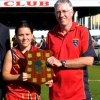 kristy degabriele and coach steve baxter with divi 2 trophy (2009) 