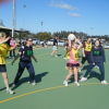 Mothers/Ring-ins vs Daughters Netball game action from Sunday