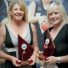 Geelong Youth Girls Best & Fairest Joint Winner Tayla Rhodes with Julie McNamara, Coach of joint winner Riley Shapter