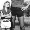 Tamworth Roosers ruckman Peter O'Gorman with Brett Toombs, a nine year old then playing in the under 17s.  Photo undated but possibly 1985, courtesy of the Northern Daily Leader.