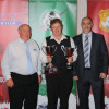 Yerrinbool-Bargo Soccer Club President Robert Cosgrove receives the 2013 Club Championship Trophy from HSA Chairman Leon Smith and Director of Operations, Ian Campbell.