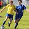 Harrison Pine, left, fights to retain possession for Blenheim Valley Development with Central's Scott Wilkinson during Development's 3-1 win in division one football at A and P Park in Blenheim on Saturday. 