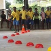 School children doing demonstration of Hoops for health Game