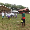 H4H coaches created portable hoops so the children can learn shooting