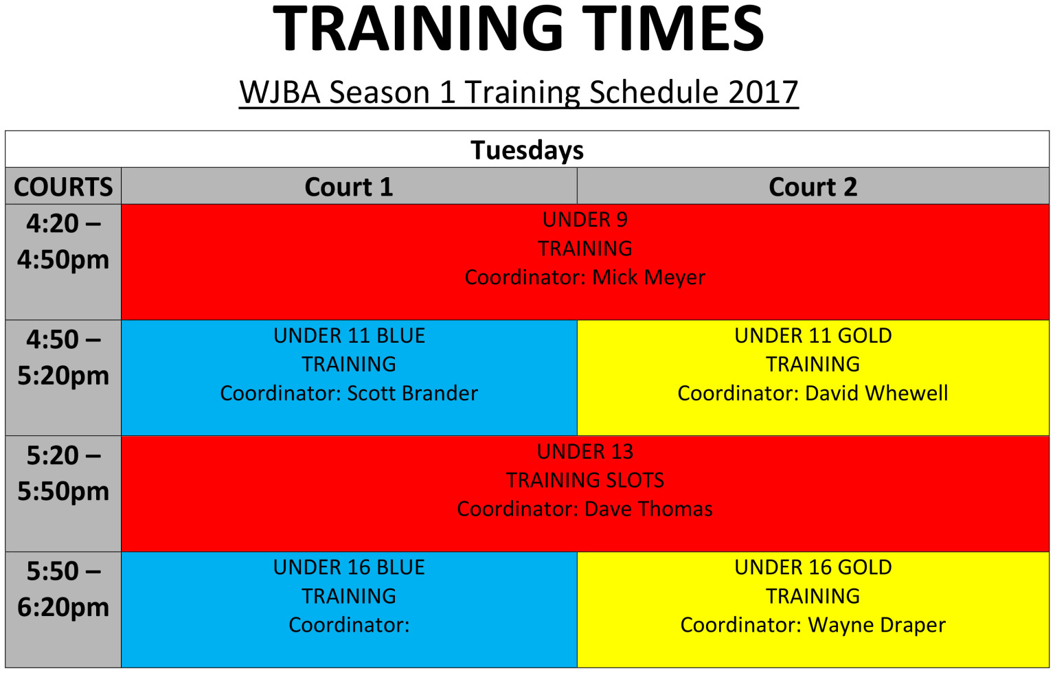 Training Schedule Whittlesea Junior Basketball Association SportsTG