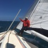 Alan Farman hard at work on the foredeck of Imagine