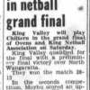1974.09.16 - O&K Netball Preliminary Final scores.