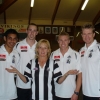 Registrar Leanne Garner in her element with her Collingwood boys. She says that they really only came down to see her, yeh right!!!.