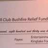 Cheque to KFNC Bushfire Fund
