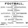1921 King Valley F A Grand Final Advertisment