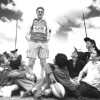 Dion Scott of the Sydney Swans with kids from Hillvue Public School.  Dated 20/09/1991, courtesy of the Northern Daily Leader.