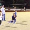 Youngy and Kristi having a game of bowls with the kids.