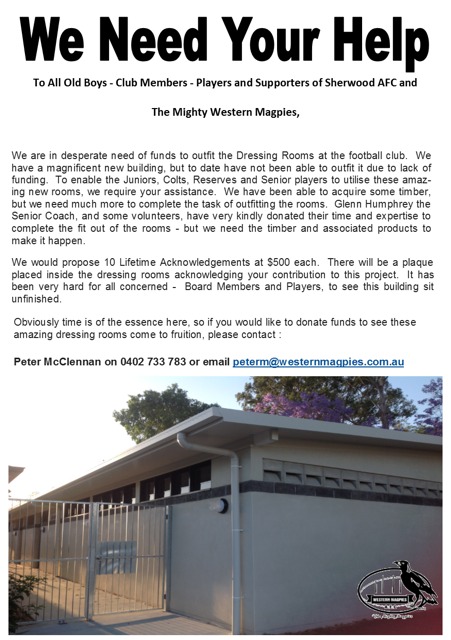 we need your help-Western Magpies AFC