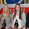 Alberton FNL netball sub-committee president Amanda Calder, under-17 netball best-and-fairest Kelsey Angwin (Foster), runner-up Lauren Redpath and Alex Scott and Staff manager Andrew Newton