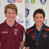 Under-16 Shaw-Carter Medal runner-up Matthew Williams of Traralgon and winner Jim Reeves of Maffra,