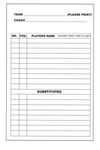 Lineup Cards - Perth Softball League Softball Association - GameDay
