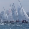 Close racing in the International Yngling fleet on Sydney Harbour