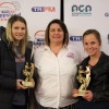 15 and under best and fairest runner up Ellie Rose-Coutts from Moe, TRFM Gippsland League board member Karen Baum and 15 and under best and fairest Emma Allman from Maffra
