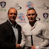 AFL Gippsland's Adrian Bromage and Auskick Coach of the Year Kenny McKay (Morwell Auskick Centre)