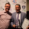 AFL Gippsland's Michael Roberts and Junior Coach of the Year Scott Pearce