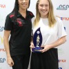 17-and-Under best and fairest Leyla Berry (Maffra) with 17&U Associ. Champs coach Taylah Ballinger